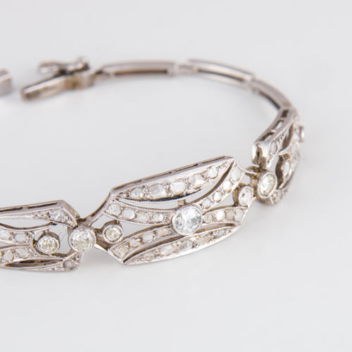 Bracelet Bracelet Art Déco Platine Diamants 58 Facettes 1