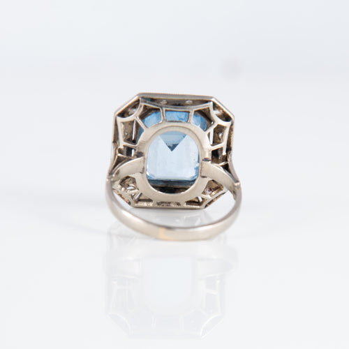 Bague 48 Bague Art Déco Aigue-marine Diamants 58 Facettes 1