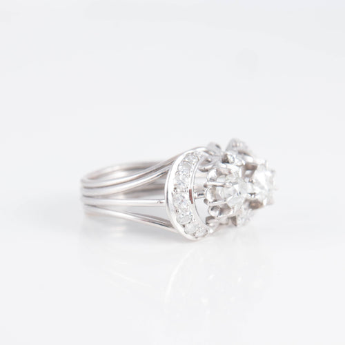 Bague Bague Art Déco Platine Diamants 58 Facettes 0