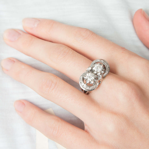 Bague Bague Art Déco Platine Diamants 58 Facettes 0