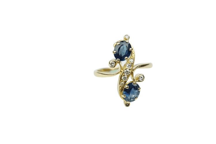 Bague Bague Toi & Moi or jaune saphirs et diamants 58 Facettes SQ 5226744