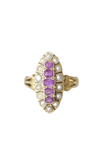 Bague Bague marquise perles et rubis 58 Facettes