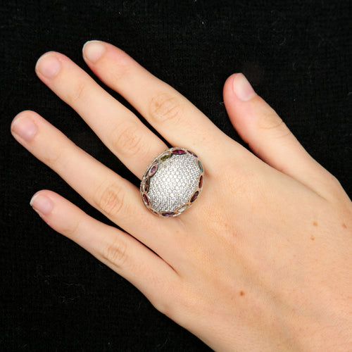 Bague 51 Bague Boule Pavage Diamants et pierres fines 58 Facettes FM96