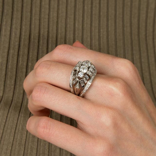 Bague 53 Bague Dôme platine Diamants 58 Facettes