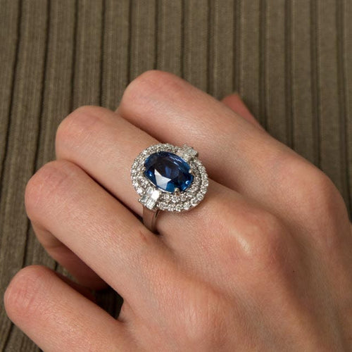 Bague Bague Style Marguerite Saphir Diamants 58 Facettes