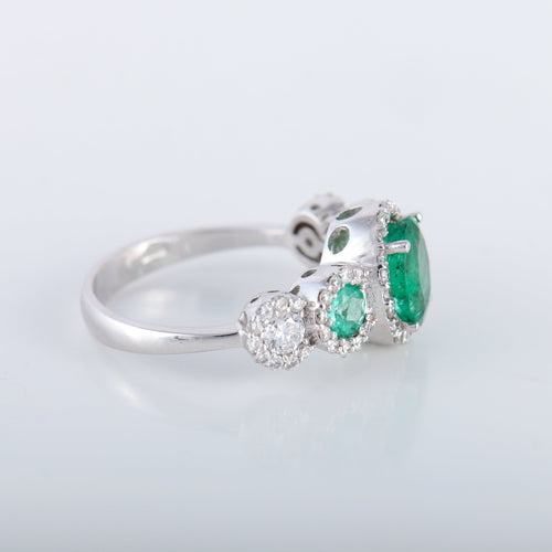 Bague 54 Bague style Jarretière Emeraudes Diamants 58 Facettes