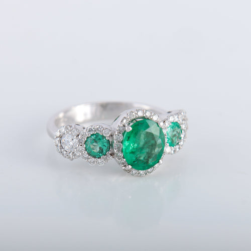 Bague 54 Bague style Jarretière Emeraudes Diamants 58 Facettes