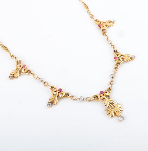 Collier Collier Draperie Rubis Diamants 58 Facettes