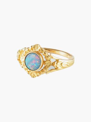 Bague 57 Bague Ancienne Or Jaune Opale 58 Facettes