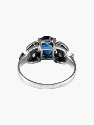 Bague 56 Bague Art Déco Saphir Diamants 58 Facettes
