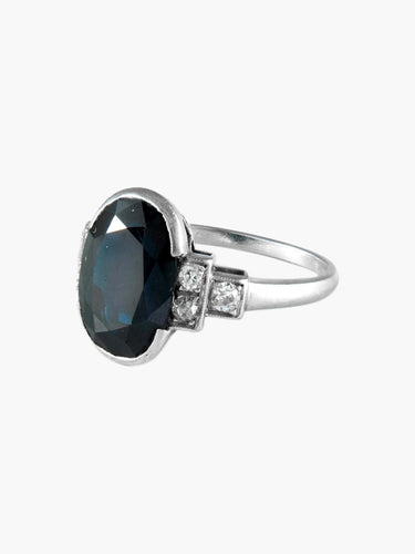 Bague 52.5 Bague Art Déco Platine Saphir Diamants 58 Facettes