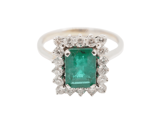 Bague 52 Bague moderne émeraude or blanc 58 Facettes