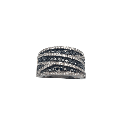 Bague 53 Bague bandeau diamants blancs et noirs 58 Facettes