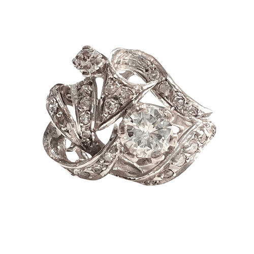 Bague Bague rétro Or blanc Diamants 58 Facettes Q891A