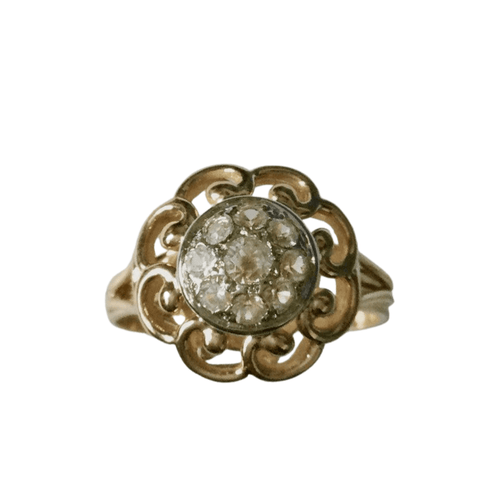 Bague 59 Bague Or Jaune ajourée Diamants 58 Facettes