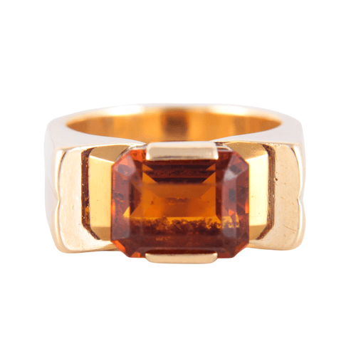 Bague 48 Bague tank Art Déco citrine de Madère 58 Facettes