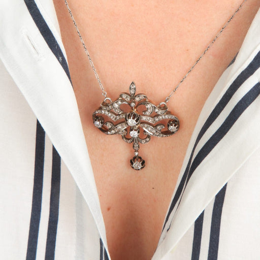 Collier PENDENTIF COLLIER DIAMANTS BELLE EPOQUE 58 Facettes