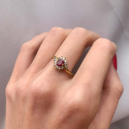 Bague 57 Bague Marguerite Rubis Diamants 58 Facettes JE140