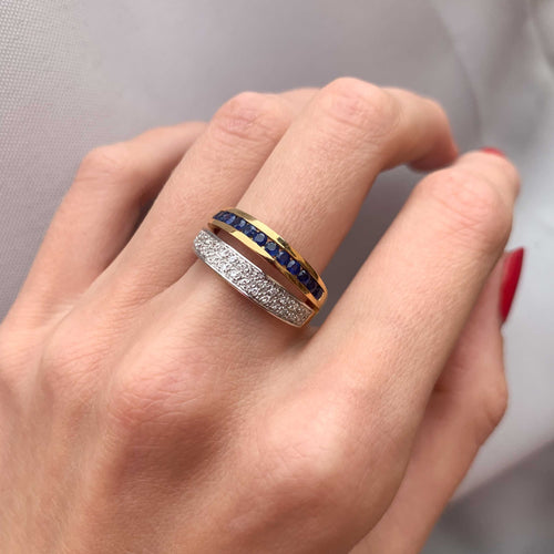 Bague 56 Bague Lignes Diamants Saphirs 58 Facettes JE124