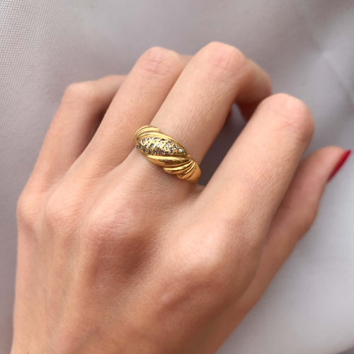 Bague 54 Bague à godrons pavage Diamants 58 Facettes JE139