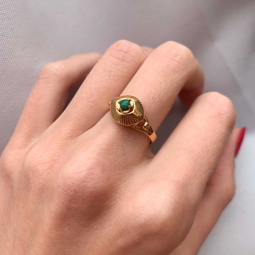 Bague 55 Bague Or jaune pierre verte 58 Facettes JE125