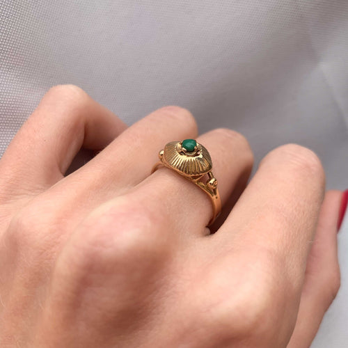 Bague 55 Bague Or jaune pierre verte 58 Facettes JE125