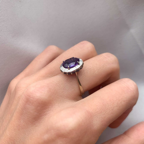 Bague 53 Bague Améthyste or blanc 58 Facettes JE90