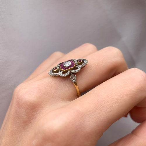 Bague 53 Bague Diamants et Rubis calibrés 58 Facettes JE143