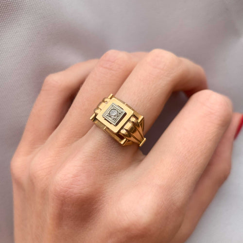 Bague 52 Bague Tank pierre blanche 58 Facettes 147