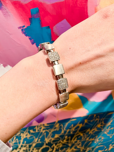 Bracelet Bracelet Carrés Or Blanc Diamants 58 Facettes