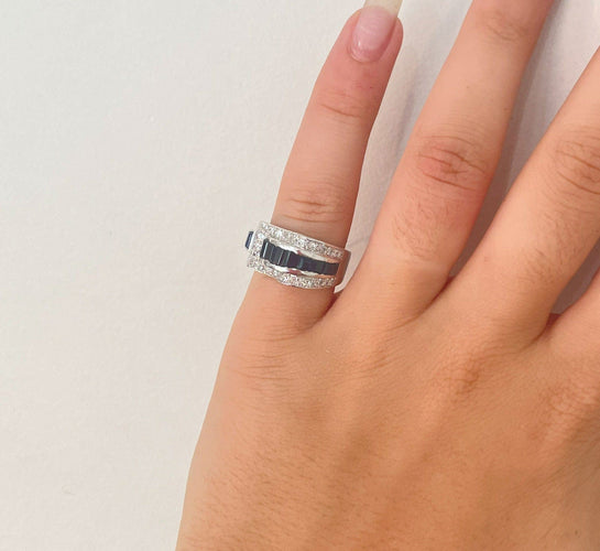 Bague 49 Bague à Pont Saphirs Diamants 58 Facettes