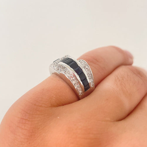 Bague 49 Bague à Pont Saphirs Diamants 58 Facettes