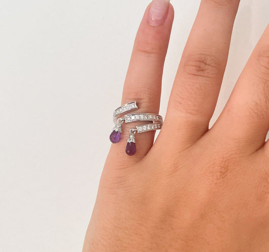 Bague 52 Bague Pampilles d'améthystes 58 Facettes