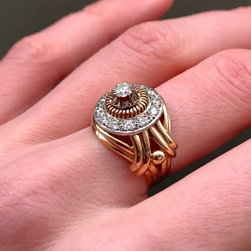 Bague 49 Bague 2 ors Diamants motif godronné tressé 58 Facettes JB22