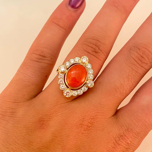 Bague Bague Corail Diamants 58 Facettes 0