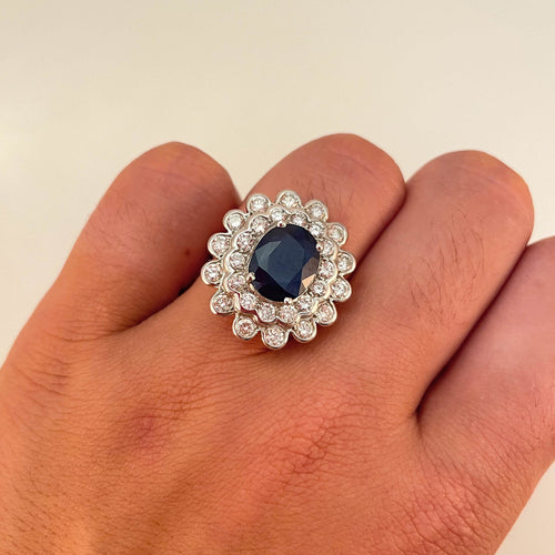 Bague Bague Marguerite Saphir Diamants 58 Facettes 1