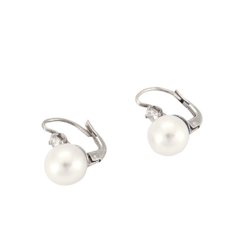 Boucles d'oreilles Dormeuses Perles, Diamants 58 Facettes