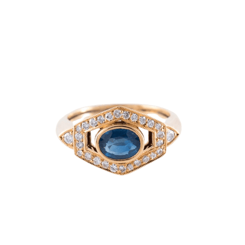 Bague Bague hexagonale Saphir Diamants 58 Facettes 1