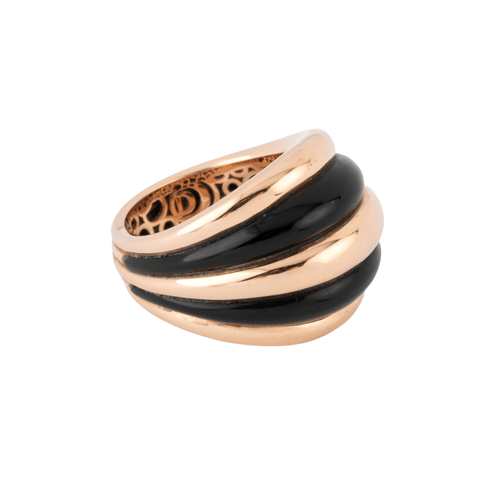 Bague Damiani - Bague "Spicchi di Luna" jonc or rose et onyx 58 Facettes