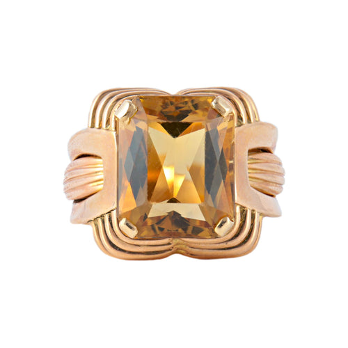 Bague 61 Bague Art Déco en or jaune et Citrine 58 Facettes P3L1
