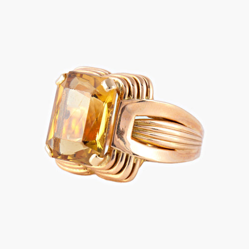 Bague 61 Bague Art Déco en or jaune et Citrine 58 Facettes P3L1