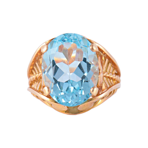 Bague 52 Bague Art Déco or rose et topaze bleue 58 Facettes P2L17