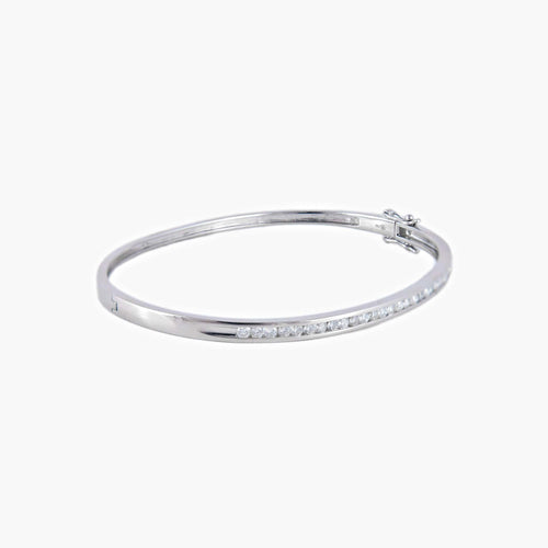 Bracelet Bracelet jonc en or blanc et diamants 58 Facettes