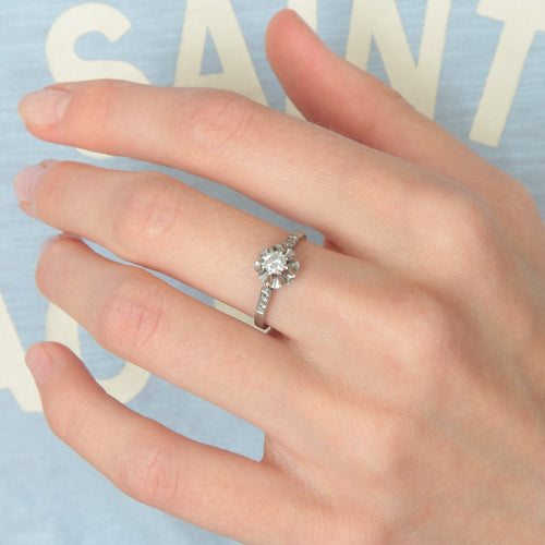 Bague 52 Bague Solitaire platine 58 Facettes JE263