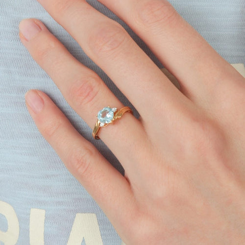 Bague 49 Bague Coeur aigue-marine 58 Facettes JE220