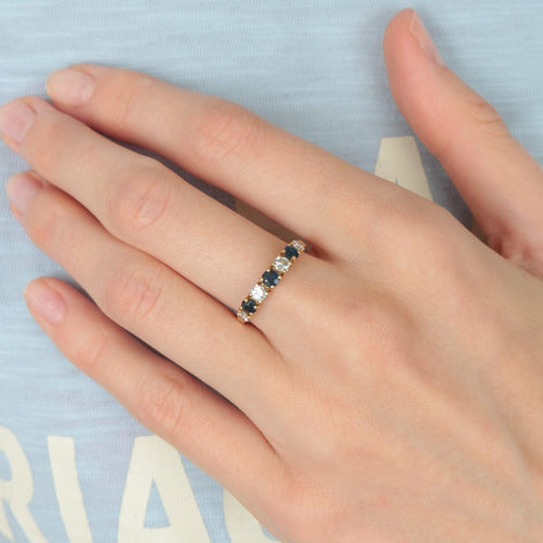 Bague Demi-alliance Saphirs Diamants 58 Facettes 1