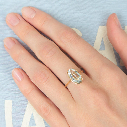 Bague 53 Bague Aigue-marine ovale 58 Facettes JE209