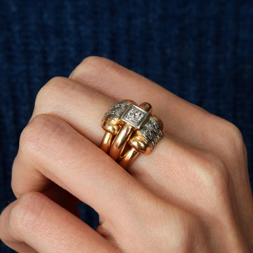 Bague Large bague 2 ors Diamants 58 Facettes JE437