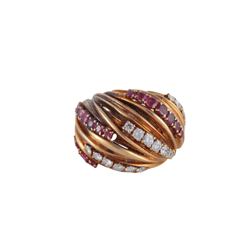Bague 51 Bague rubis diamants or jaune 58 Facettes