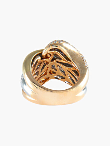 Bague 52 BAGUE ASYMETRIQUE OR JAUNE PAVAGE DIAMANTS 58 Facettes 413 50026